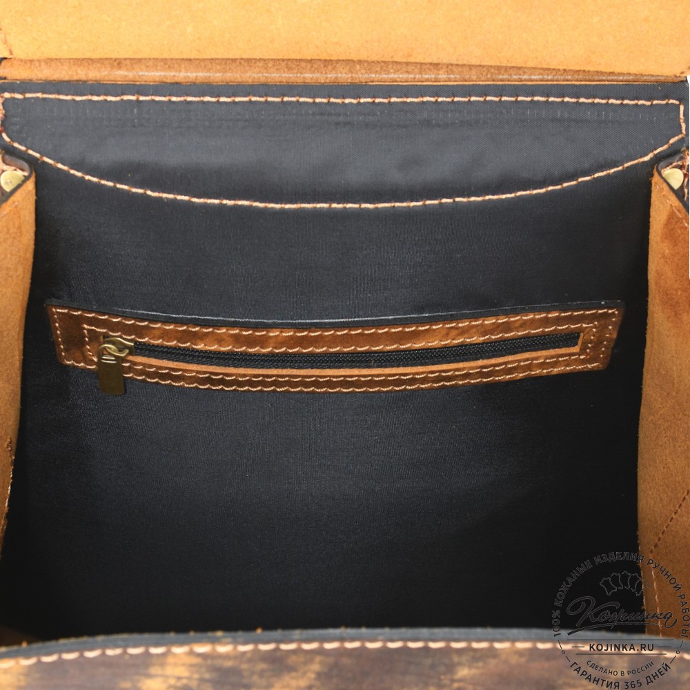 Мужской кожаный рюкзак "Байкер" (рыжее старение)